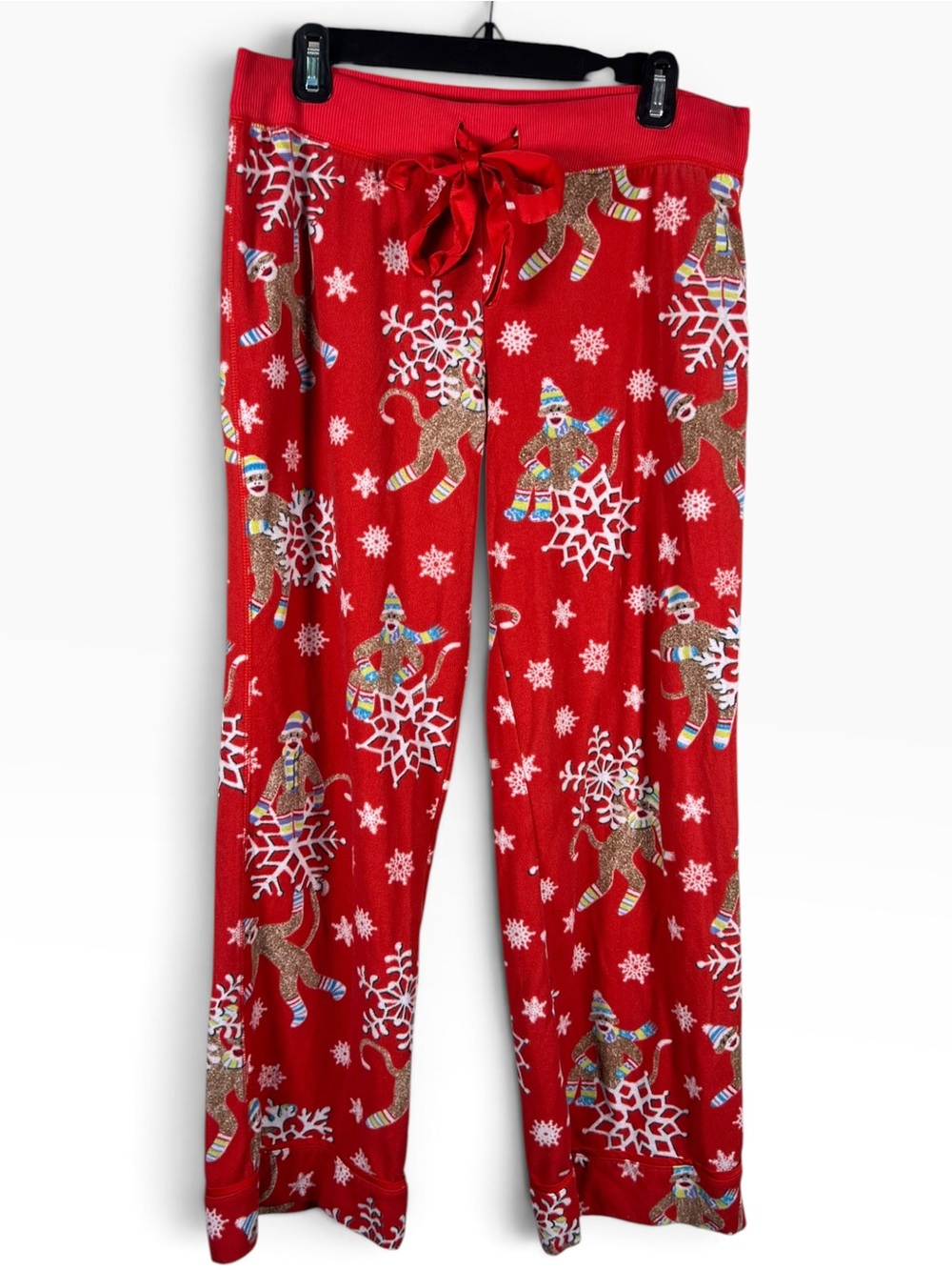 Nick & Nora Sock Monkey Christmas Pajama Pants Red Size M Vintage Whimsical